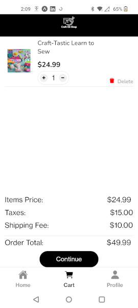 Photo of Craft Kit E-Commerce cart