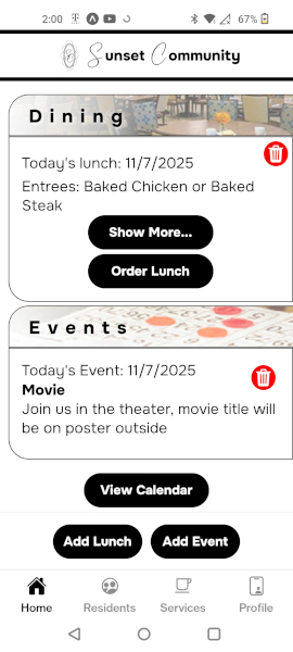 Photo of Sunset App home screen